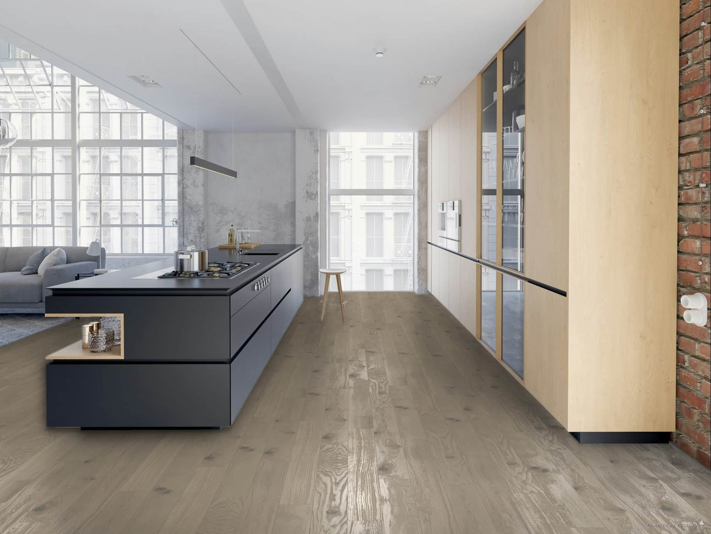 Bauwerk Studiopark, Landhausdiele, Eiche | Sasso 46 gebürstet, B-Protect