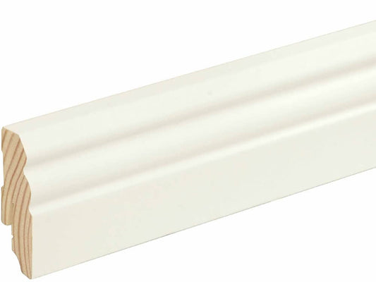 Sockelleiste profiliert L0132L, RAL9010 18 x 58 mm Fichte/Kiefer weiß lackiert, 240 cm