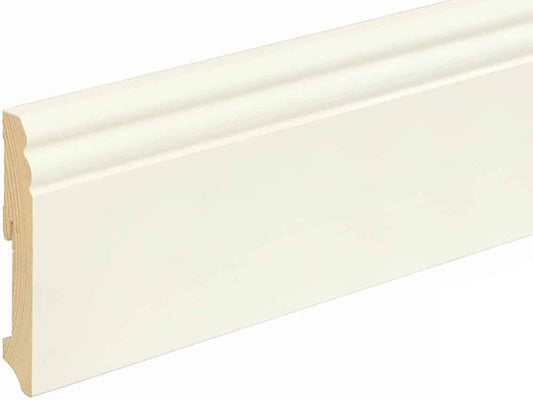 Sockelleiste profiliert L0114L, RAL9010 18 x 115 mm Fichte/Kiefer weiß lackiert, 240 cm