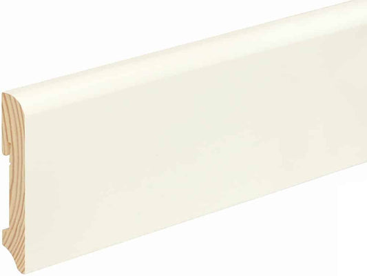 Sockelleiste gerundet L0146L, RAL9010 18 x 96 mm Fichte/Kiefer weiß lackiert, 240 cm