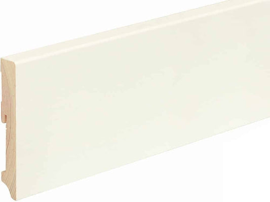 Sockelleiste eckig L0158L, RAL9010 18 x 115 mm Fichte/Kiefer weiß lackiert, 240 cm