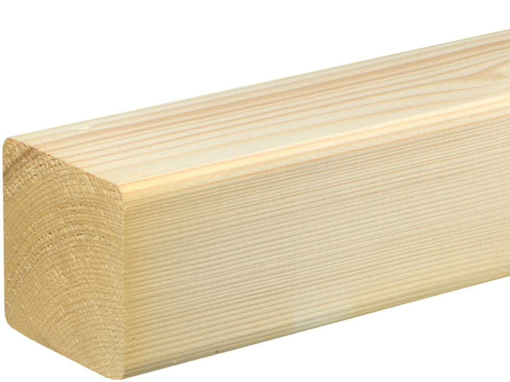 Rahmenholz gerundet 68 x 68 mm Fichte/Kiefer astig A roh, 240 cm