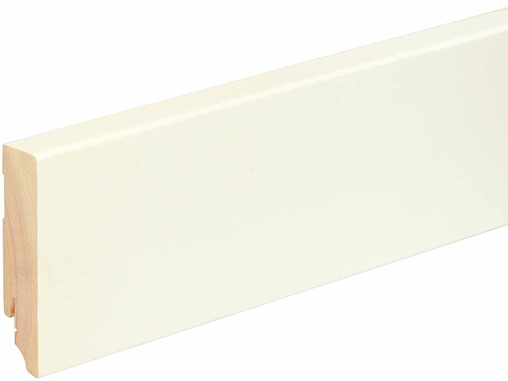 Sockelleiste eckig L0156L, RAL9010 18 x 80 mm Fichte/Kiefer weiß lackiert., 240 cm