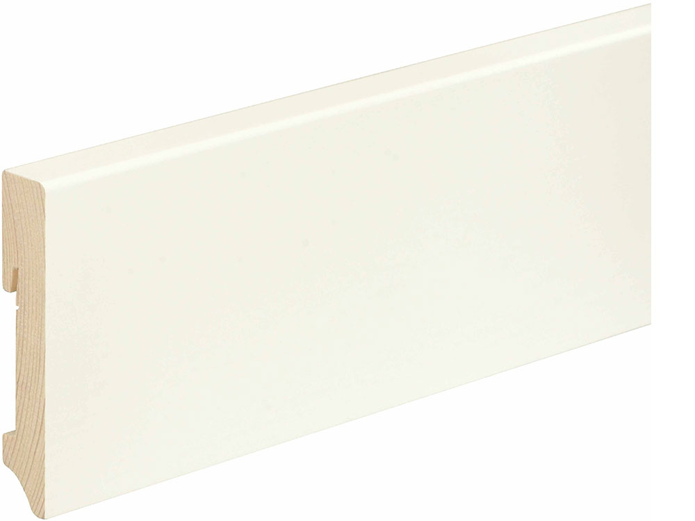 Sockelleiste eckig L0157L, RAL9010 18 x 96 mm Fichte/Kiefer weiß lackiert, 240 cm