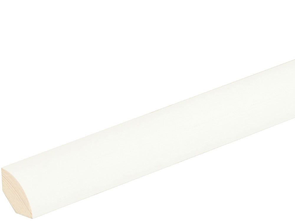 Viertelrundstab L0185, RAL9010 18 x 18 mm Fichte/Kiefer weiß lackiert, 240 cm