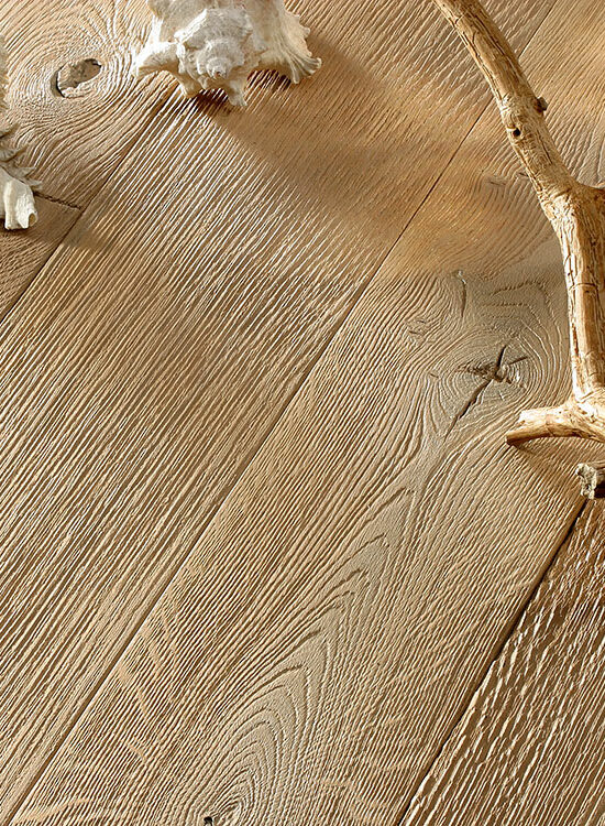 Chêne de l'est | Sandgestrahlt Massivholzdiele PI 700 Weißer Sand